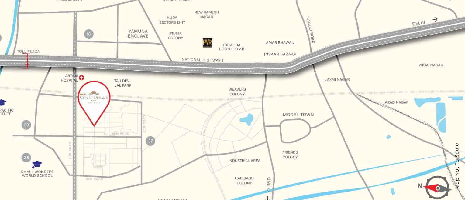 M3M City of Dreams Location Map