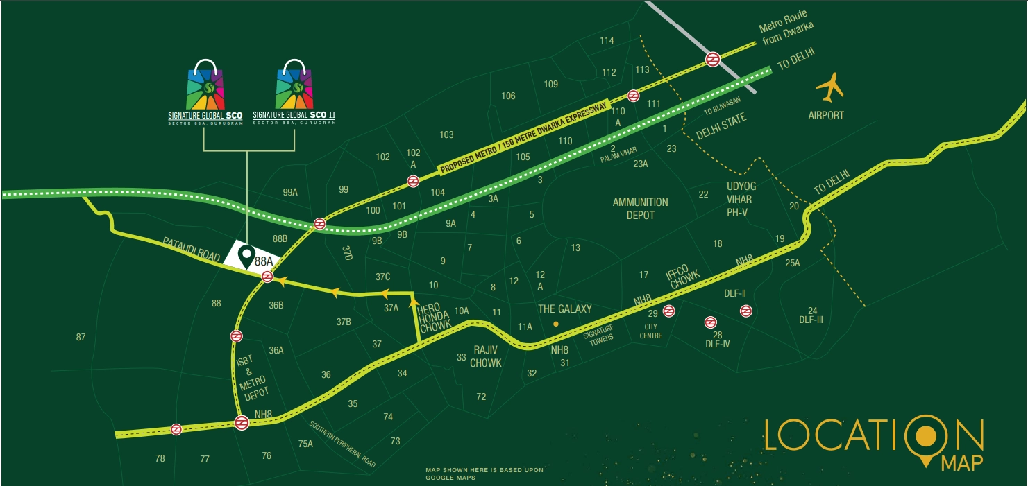 Signature Global SCO 88A Location Map
