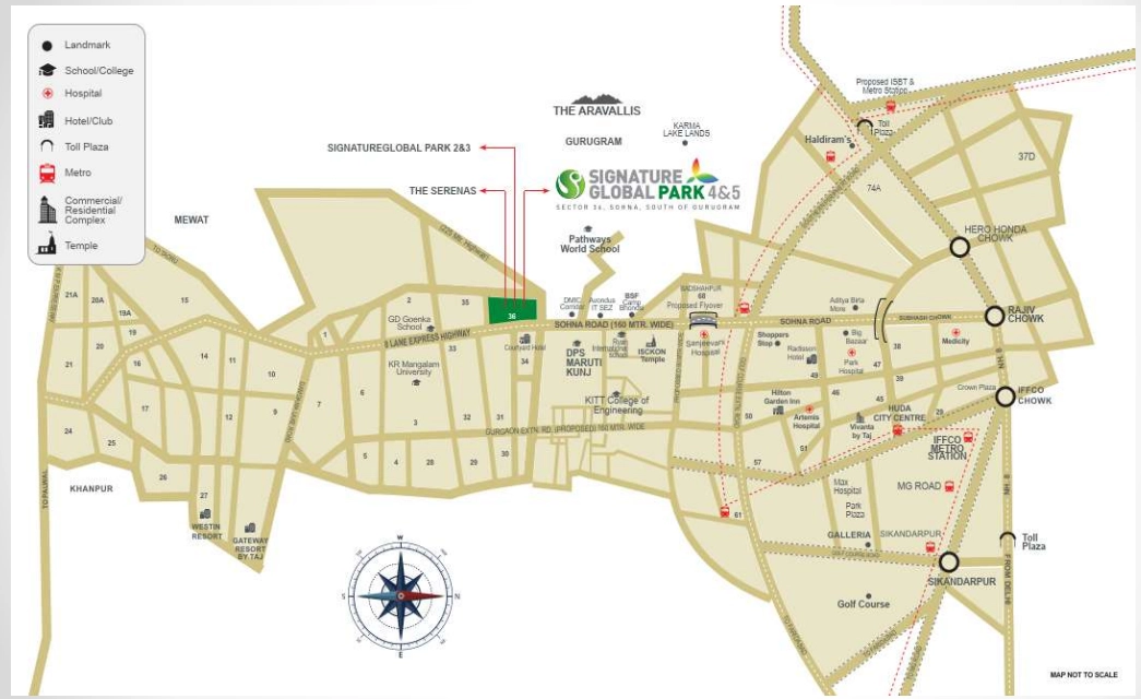 Signature Global Park 1 Extension Location Map